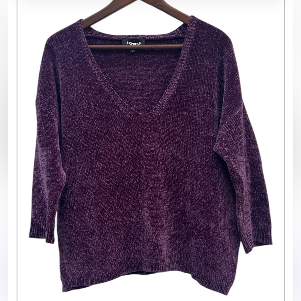 EXPRESS Women’s All Season V-neck Plum Sweater Size: M